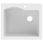  Quarza™ 25'' Dual Mount Single Bowl Granite Kitchen Sink in White, 25'' W x 22'' D x 9-1/2'' H