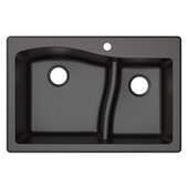  Quarza™ 33'' Dual Mount 60/40 Double Bowl Granite Kitchen Sink in Black, 33'' W x 22'' D x 10-3/4'' H