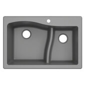  Quarza™ 33'' Dual Mount 60/40 Double Bowl Granite Kitchen Sink in Grey, 33'' W x 22'' D x 10-3/4'' H