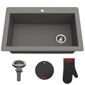  Forteza™ 33” Dual Mount Single Bowl Granite Kitchen Sink in Grey