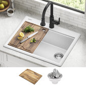  Bellucci™ 28'' Granite Composite Workstation Drop-In Top Mount Single Bowl Kitchen Sink in White with Accessories
