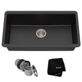  KRS-KGU-413B, 31-1/2'' Undermount Single Bowl Black Onyx Granite Kitchen Sink
