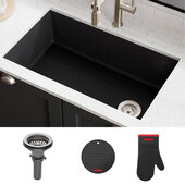  Forteza™ 32” Undermount Single Bowl Granite Kitchen Sink in Black