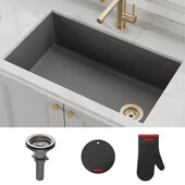  Forteza™ 32” Undermount Single Bowl Granite Kitchen Sink in Grey