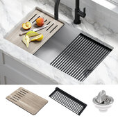 KRAUS Bellucci Workstation 33'' Undermount Granite Composite Single Bowl Kitchen Sink in White with Accessories, 32'' W x 19'' D x 10'' H