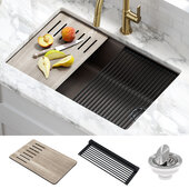  Bellucci™ Workstation 30'' W Undermount Granite Composite Single Bowl Kitchen Sink in Metallic Brown, 29'' W x 19'' D x 10'' H