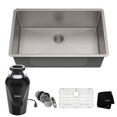  Standart PRO™ 30'' Wide Undermount Single Bowl 16 Gauge Stainless Steel Kitchen Sink with WasteGuard™ Continuous Feed Garbage Disposal