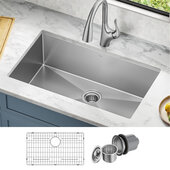 32'' Undermount Single Bowl 16 Gauge S/S  Kitchen Sink with NoiseDefend™ Soundproofing