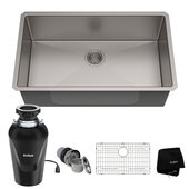 Standart PRO™ 32'' Wide Undermount Single Bowl 16 Gauge Stainless Steel Kitchen Sink with WasteGuard™ Continuous Feed Garbage Disposal