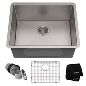  23'' Undermount Single Bowl 16 Gauge S/S  Kitchen Sink with NoiseDefend™ Soundproofing