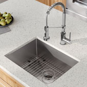 KRAUS 23'' 16 Gauge Standart PRO™ Kitchen Sink Combo Set with Bolden™ 18'' Kitchen Faucet and Soap Dispenser, Chrome Finish