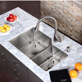  32'' Undermount 60/40 Double Bowl 16 Gauge S/S  Kitchen Sink with NoiseDefend� Soundproofing