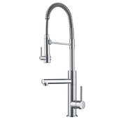  Artec Pro™ 2-Function Commercial Style Pre-Rinse Kitchen Faucet with Pull-Down Spring Spout and Pot Filler Chrome Finish