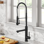 KRAUS Artec Pro™ Commercial Style Pre-Rinse Single Handle Kitchen Faucet with Pot Filler in Matte Black, Faucet Height: 24-3/4'' H, Spout Reach: 7-5/8'' D, Spout Height: 6-5/8'' H