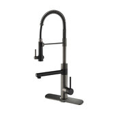  Artec Pro™ 2-Function Commercial Style Pre-Rinse Kitchen Faucet with Deck Plate, Pull-Down Spring Spout and Pot Filler In Matte Black/Black Stainless Steel Finish, Spout Height: 6-5/8'', Spout Reach: 7-5/8''