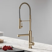 KRAUS Artec Pro™ 2-Function Commercial Style Pre-Rinse Kitchen Faucet with Pull-Down Spring Spout and Pot Filler in Spot Free Antique Champagne Bronze