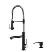  Artec Pro™ Spot Free Finish 2-Function Commercial Style Pre-Rinse Kitchen Faucet with Soap Dispenser, Pull-Down Spring Spout and Pot Filler Stainless Steel/Matte Black