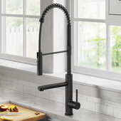 KRAUS Artec Pro™ Commercial Style Pull-Down Single Handle Kitchen Faucet with Pot Filler in Matte Black, Faucet Height: 27-1/2'' H, Spout Reach: 8-1/2'' D, Spout Height: 7'' H