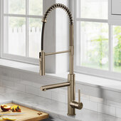 KRAUS Artec Pro™ Commercial Style Pull-Down Single Handle Kitchen Faucet with Pot Filler in Spot Free Antique Champagne Bronze, Faucet Height: 27-1/2'' H, Spout Reach: 8-1/2'' D, Spout Height: 7'' H