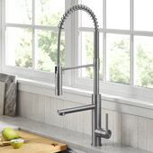 KRAUS Artec Pro™ Commercial Style Pull-Down Single Handle Kitchen Faucet with Pot Filler in Spot Free Stainless Steel, Faucet Height: 27-1/2'' H, Spout Reach: 8-1/2'' D, Spout Height: 7'' H
