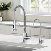 KRAUS Bolden™ Commercial Style Pull-Down Kitchen Faucet and Purita™ Water Filter Faucet Combo in Chrome