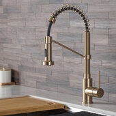 KRAUS Bolden™ Commercial Style Pull-Down Kitchen Faucet and Purita™ Water Filter Faucet Combo in Spot Free Antique Champagne Bronze, Faucet Height: 18'' H, Spout Reach: 8-3/4'' D, Spout Height: 6-3/8'' H