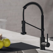 KRAUS Bolden™ Single Handle 18'' Commercial Kitchen Faucet with Dual Function Pull-Down Sprayhead in Matte Black Finish