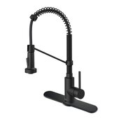 KRAUS Bolden™ Single Handle 18'' Commercial Kitchen Faucet with Deck Plate in Matte Black Finish
