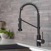 KRAUS Bolden™ Single Handle 18'' Commercial Kitchen Faucet with Dual Function Pull-Down Sprayhead in Matte Black/Black Stainless Steel Finish