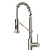 KRAUS Spot Free Bolden™ 18'' Commercial Kitchen Faucet with Dual Function Pull-Down Sprayhead in all-Brite™ Stainless Steel Finish