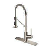 KRAUS Spot Free Bolden™ 18'' Commercial Kitchen Faucet with Deck Plate in all-Brite™ Stainless Steel Finish