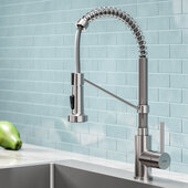 KRAUS Bolden™ Single Handle 18'' Commercial Kitchen Faucet with Dual Function Pull Down Sprayhead in Stainless Steel Finish