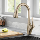 KRAUS Merlin™ Single Handle Pull-Down Kitchen Faucet in Brushed Gold, Faucet Height: 15-5/8'' H, Spout Reach: 9-1/8'' D, Spout Height: 8-5/8'' H