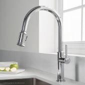 KRAUS Sellette™ Single Handle Pull Down Kitchen Faucet and Deck Plate in Chrome Finish