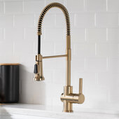 KRAUS Britt™ Commercial Style Kitchen Faucet and Purita™ Water Filter Faucet Combo in Spot Free Antique Champagne Bronze Finish