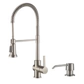  Britt™ Single Handle Commercial Kitchen Faucet with Deck Plate and Soap Dispenser in all-Brite™ Spot Free Stainless Steel Finish