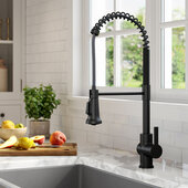  Britt™ Commercial Style Pull-Down Single Handle Kitchen Faucet in Matte Black, Spout Height: 6-1/2'', Spout Reach: 8-3/8''