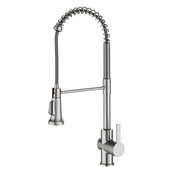  Britt™ Commercial Style Pull-Down Single Handle Kitchen Faucet in Spot Free Stainless Steel, Spout Height: 6-1/2'', Spout Reach: 8-3/8''