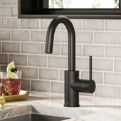 KRAUS Oletto™ Single Handle Kitchen Bar Faucet with QuickDock Top Mount Installation Assembly in Matte Black, Faucet Height: 12-1/4'' H, Spout Reach: 5-1/2'' D, Spout Height: 7-1/4'' H
