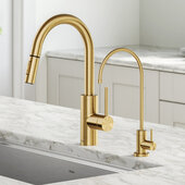KRAUS Oletto™ Pull-Down Kitchen Faucet and Purita™ Water Filter Faucet Combo in Brushed Brass