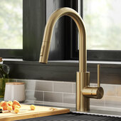 KRAUS Oletto™ Pull-Down Single Handle Kitchen Faucet with QuickDock Top Mount Installation Assembly in Spot Free Antique Champagne Bronze, Faucet Height: 15-1/8'' H, Spout Reach: 8-7/8'' D, Spout Height: 7-1/8'' H