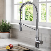  Oletto™ Single Handle Pull Down Commercial Kitchen Faucet in Chrome Finish, Faucet Height: 21-3/4'', Spout Reach: 9-1/4''