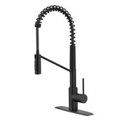  Oletto™ Commercial Style Pull-Down Single Handle Kitchen Faucet with QuickDock Top Mount Installation Assembly and 360 Degree Swivel Spout in Matte Black,Spout Height: 8-1/2''