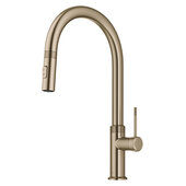 KRAUS Oletto™ Modern Industrial Pull-Down Single Handle Kitchen Faucet, Brushed Gold, Faucet Height: 17-3/8'' H, Spout Reach: 9-5/8'' D