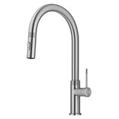 KRAUS Oletto™ Modern Industrial Pull-Down Single Handle Kitchen Faucet, Spot Free Stainless Steel, Faucet Height: 17-3/8'' H