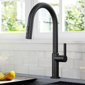 KRAUS Oletto™ Single Handle Pull-Down Kitchen Faucet in Matte Black, Faucet Height: 16-5/8'' H, Spout Reach: 8-7/8'' D, Spout Height: 8-3/4'' H