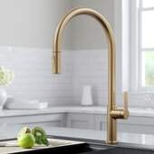 KRAUS Oletto™ High-Arc Single Handle Pull-Down Kitchen Faucet in Spot Free Antique Champagne Bronze, Faucet Height: 20-3/8'' H, Spout Reach: 10-7/8'' D, Spout Height: 10-1/2'' H