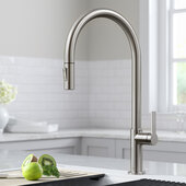 KRAUS Oletto™ High-Arc Single Handle Pull-Down Kitchen Faucet in Spot Free Stainless Steel, Faucet Height: 20-3/8'' H, Spout Reach: 10-7/8'' D, Spout Height: 10-1/2'' H