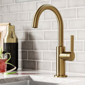 KRAUS Oletto™ Single Handle Kitchen Bar Faucet in Brushed Brass, Faucet Height: 12'' H, Spout Reach: 6-1/2'' D, Spout Height: 8'' H