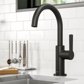 KRAUS Oletto™ Single Handle Kitchen Bar Faucet in Matte Black, Faucet Height: 12'' H, Spout Reach: 6-1/2'' D, Spout Height: 8'' H
